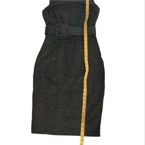 Cache Luxe Black Croc-Embossed Midi Dress Size 4 - Picture 5 of 11